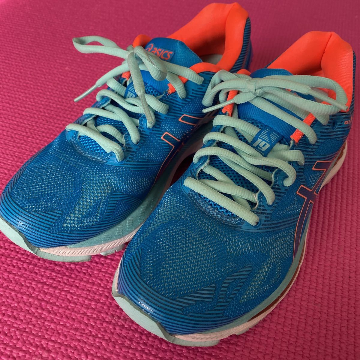 ◆ ASICS ASICS TJG514 GEL-NIMBUS 19 кроссовки кроссовки Blue 22,5㎝ Используемая красота