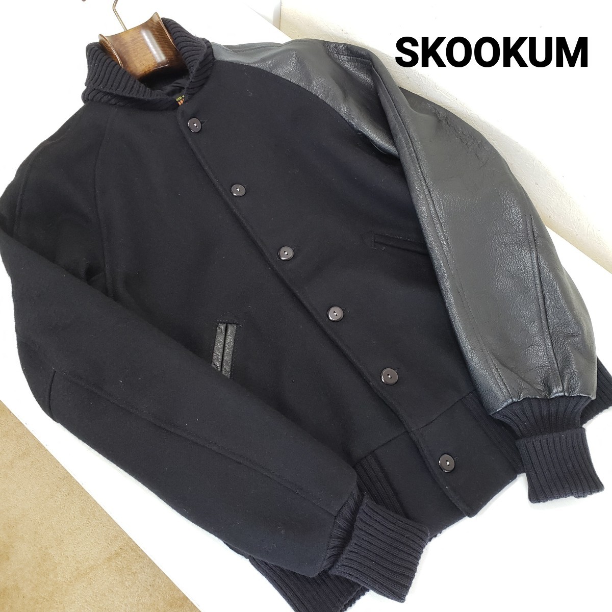 海外並行輸入正規品 希少☆SKOOKUM スクーカム ウール×牛革 袖革