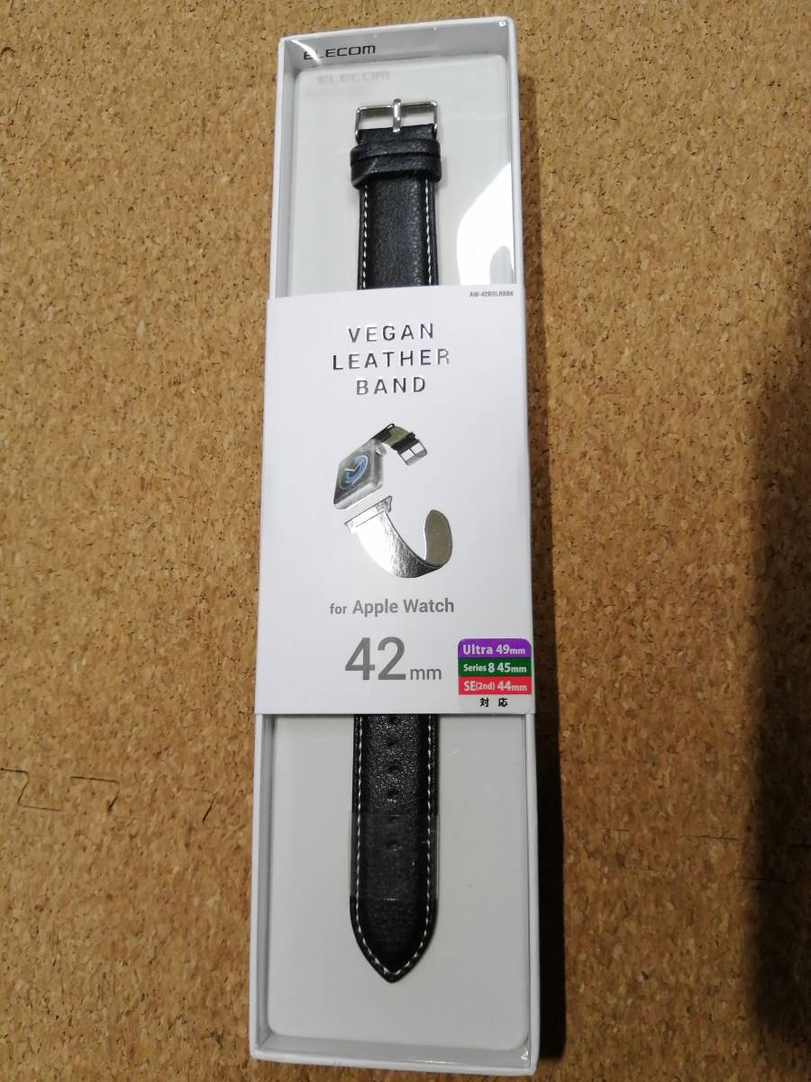 エレコム Apple Watch series 5 42mm用 ソフトレザーバンド ブラック AW-42BDLRBBK 4953103358737 _画像1