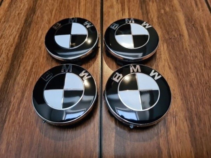 BMW センターキャップ 56mm ブラック ホワイト 防止フィルム付き 4個セット 新品未使用 送料無料