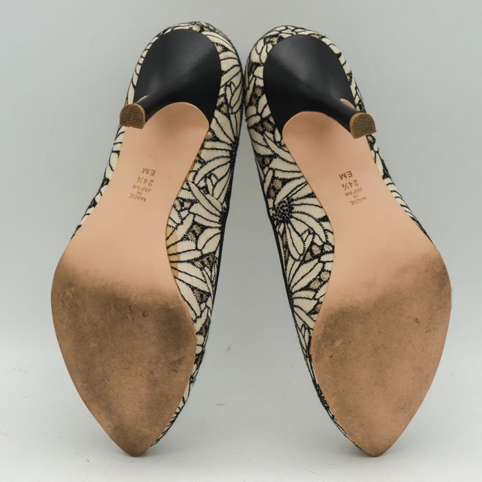 ダイアナ パンプス 花柄 刺繍 ハイヒール 日本製 シューズ 靴 ブランド レディース 24.5cmサイズ ブラック DIANA_画像6