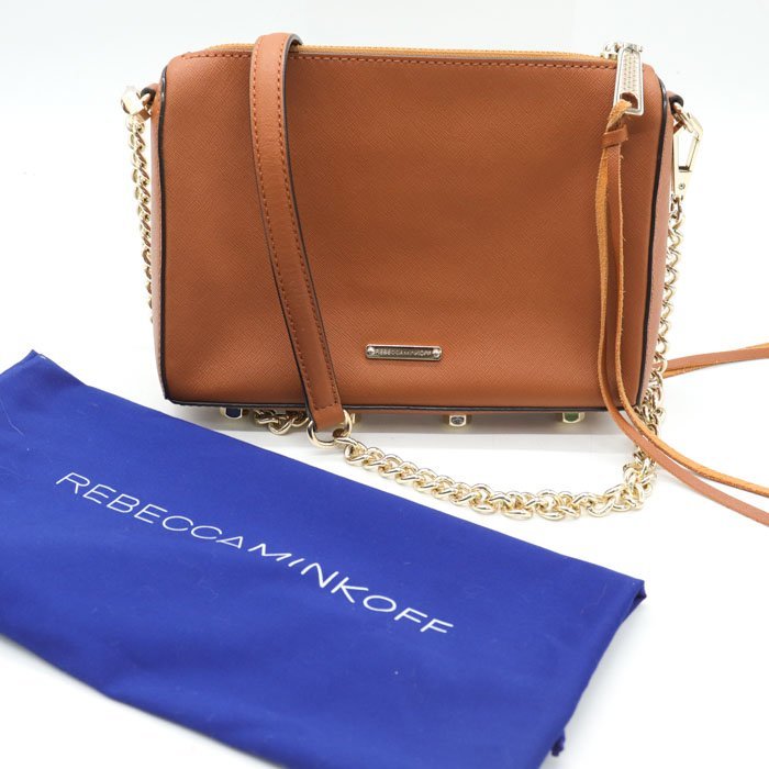 レベッカミンコフ ショルダーバッグ レザー 2way ロゴプレート ポーチ ブランド 鞄 レディース ブラウン Rebecca Minkoff