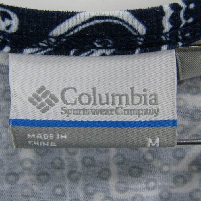 コロンビア Tシャツ 半袖 総柄 トップス アウトドア トレッキング レディース Mサイズ ネイビー Columbia_画像3