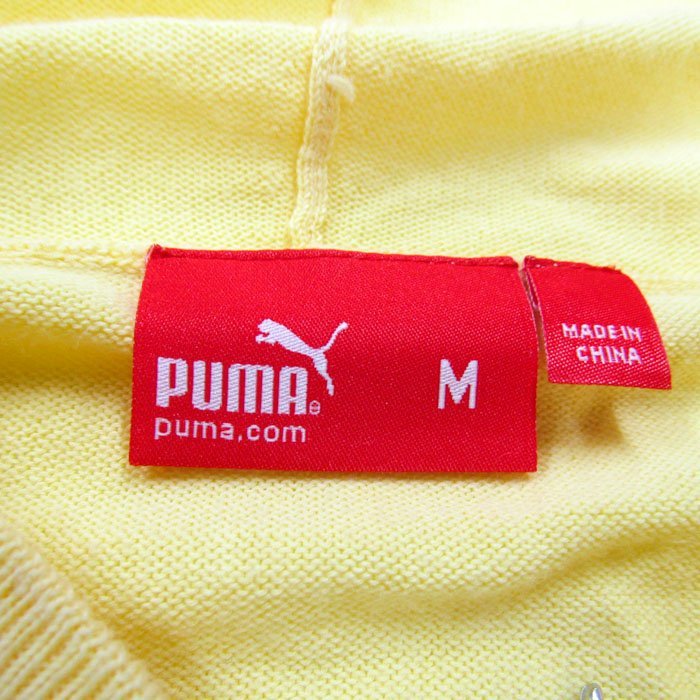 プーマ 長袖パーカー ジップアップ 無地 コットンニット レディース Mサイズ イエロー PUMA_画像2