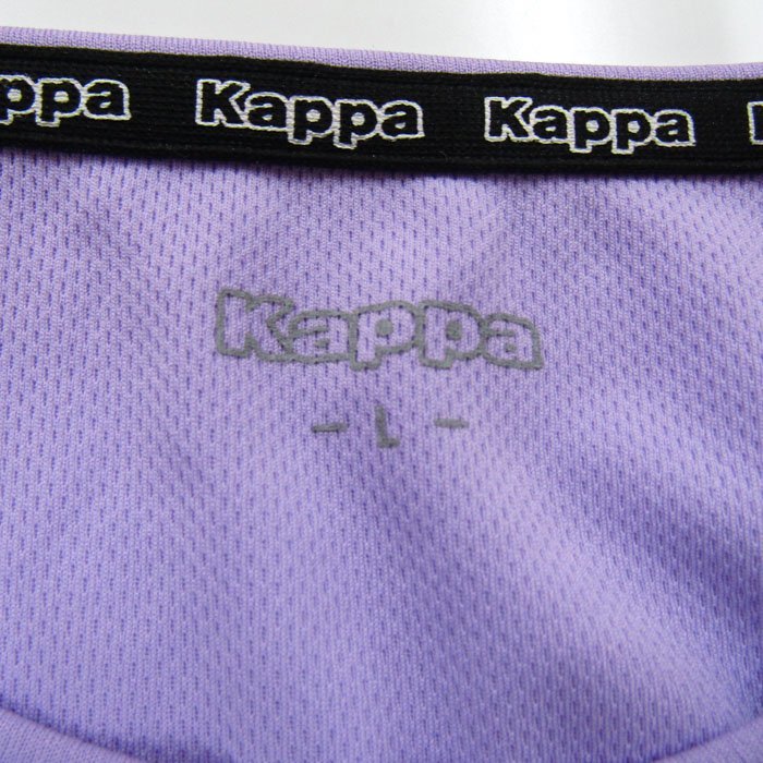 カッパ 半袖Tシャツ 袖ライン 胸ロゴ スポーツウエア レディース Lサイズ パープル Kappaの画像2