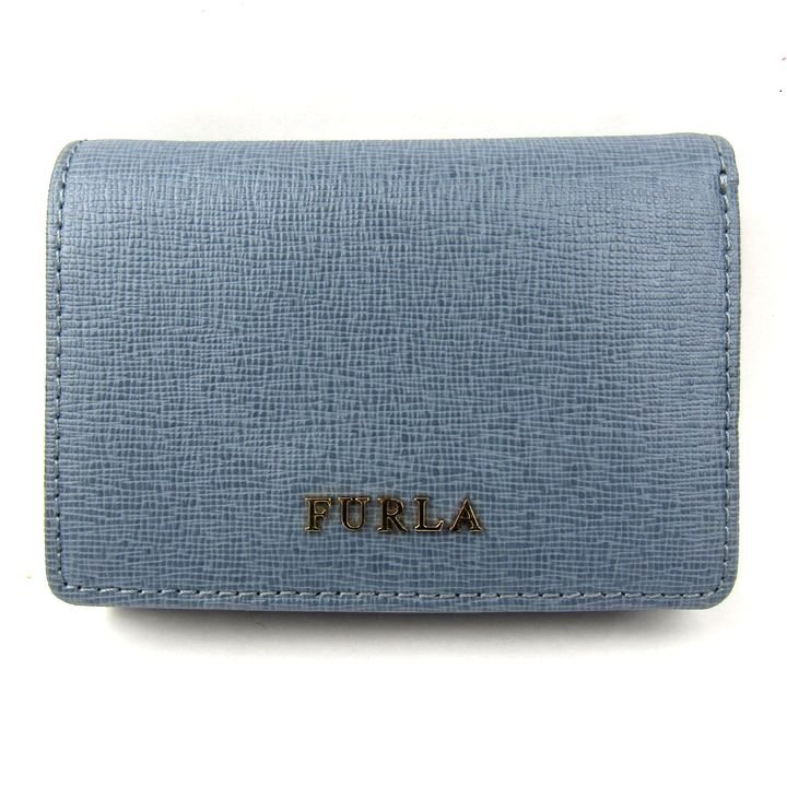 フルラ 三つ折り財布 本革レザー 小銭入れあり ロゴ コンパクトウォレット ミニ財布 ブランド レディース ブルー Furla