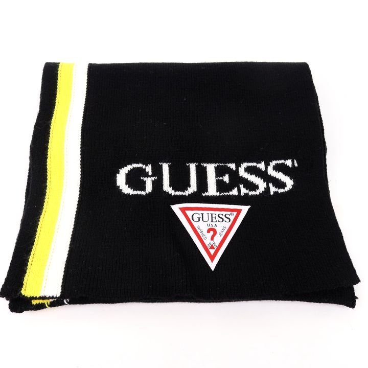  Guess jeans muffler Logo stole brand small articles lady's men's black GUESS JEANS