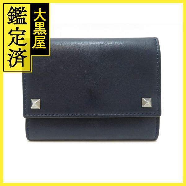 VALENTINO バレンチノ ロックスタッズ カードケース ネイビー レザー JY0P0574VH3【430】2143500264874