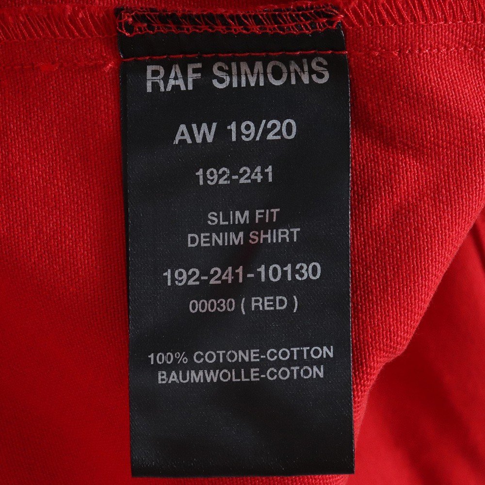 RAF SIMONS 19AW Carry Over Slim Fit Denim Shirt Denim жакет M размер красный 192-241-10130 Raf Simons рубашка Logo 
