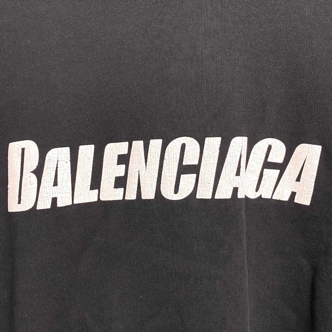 BALENCIAGA 22AW Destroyed Logo-Print Hoodie ダメージ加工パーカー サイズXXS ブラック 729361 バレンシアガ プルオーバーフーディー_画像3