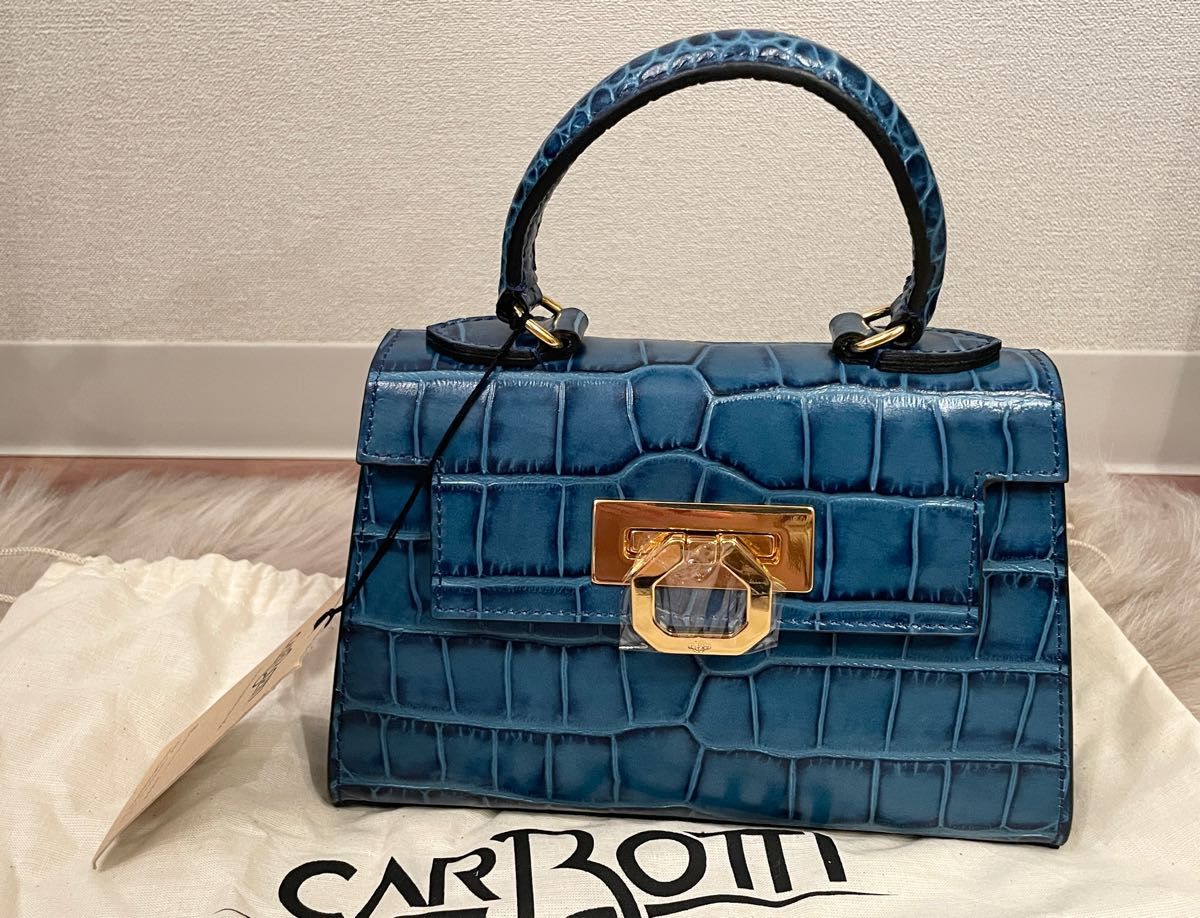 CARBOTTI クロコ 型押し ミニ ハンド バッグ LICIA 241