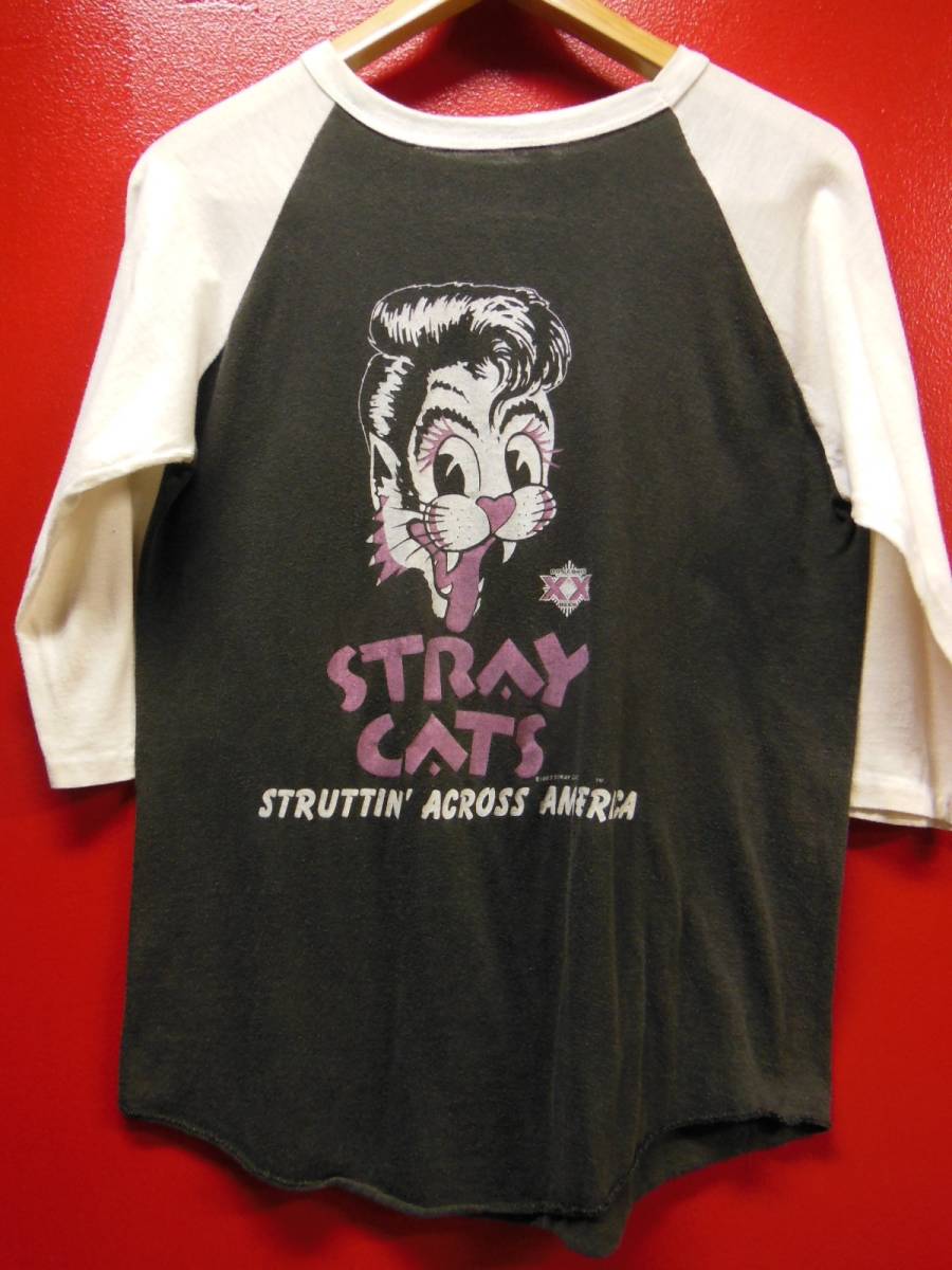 80S ビンテージ 1983年 STRAY CATS STRUTTIN' ACROSS AMERICA TOUR ストレイキャッツ バンド ツアー Tシャツ。_画像10