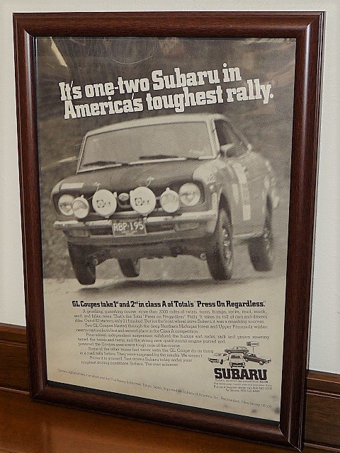 1973年 U.S.A. '70s 洋書雑誌広告 額装品 Subaru GL スバル レオーネ　 ( A4サイズ )_画像1