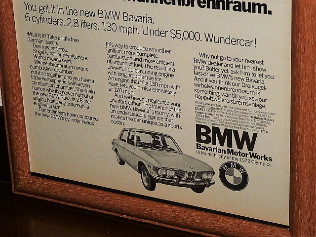 1971 год USA \'70s иностранная книга журнал реклама рамка товар BMW 2.8 CS ( A4 размер )