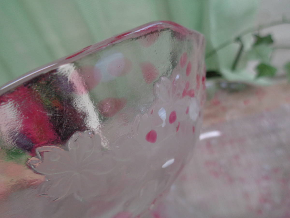 和洋食器 ガラスボウル＆ガラス小鉢5客 ピンクの桜柄模様