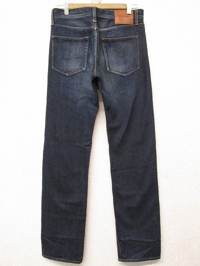k6387：Paul Smith jeans(ポールスミスジーンズ)ストレートデニムパンツ 30 ジーンズ インディゴ/牛革パッチ メンズ：5_画像2