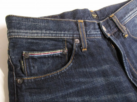 k6387：Paul Smith jeans(ポールスミスジーンズ)ストレートデニムパンツ 30 ジーンズ インディゴ/牛革パッチ メンズ：5_画像3