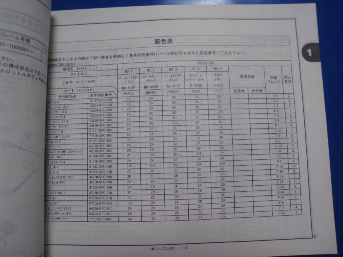 ■即決価格　送料込み金額　HONDA Today トゥディ NVS501SH2 AF61-100 パーツリスト パーツカタログ 1版　平成14年7月 当時物◆古本◆_画像3