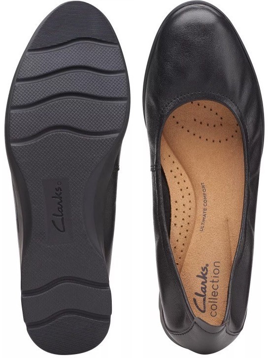 Clarks 25cm легкий черный Flat кожа Loafer балет офис туфли-лодочки со вставкой из резинки туфли без застежки спортивные туфли ботинки at51