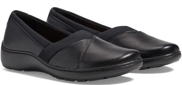 Clarks 25.cm light weight Wedge black Flat leather Loafer ballet office pumps slip-on shoes sneakers boots at52