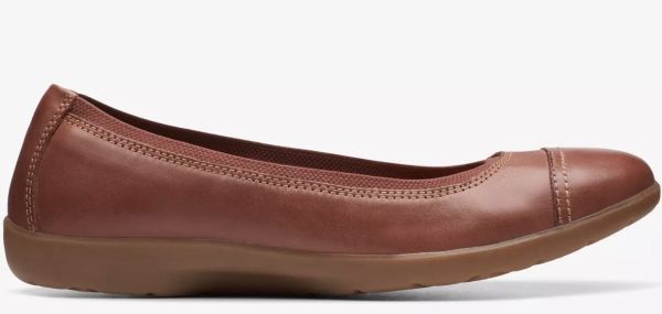 送料無料 Clarks 27.5cm キャップ フラット ブラウン タン レザー オックスフォード スニーカー ローファー パンプス レザー RRR105_画像2