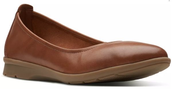 Clarks 24cm 軽量 タン ブラウン フラット レザー ローファー バレエ オフィス パンプス サイドゴア スリッポン スニーカー ブーツ at51_画像9