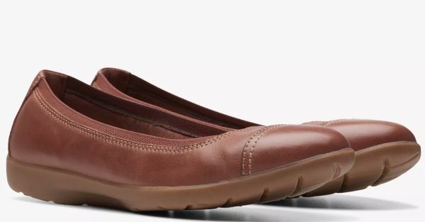 Бесплатная доставка Clarks 25,5 см. Крышка плоская коричневая коричневая кожа Oxford Roufar Pumps кожа Rrr105