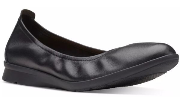Clarks 26cm light weight black Flat leather Loafer ballet office pumps side-gore slip-on shoes sneakers boots at51