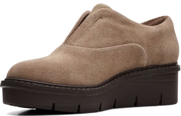 Clarks 26cm 軽量 ペブル スエード レザー ウエッジ ローファー オフィス パンプス サイドゴア スリッポン スニーカー ブーツ at50_画像8