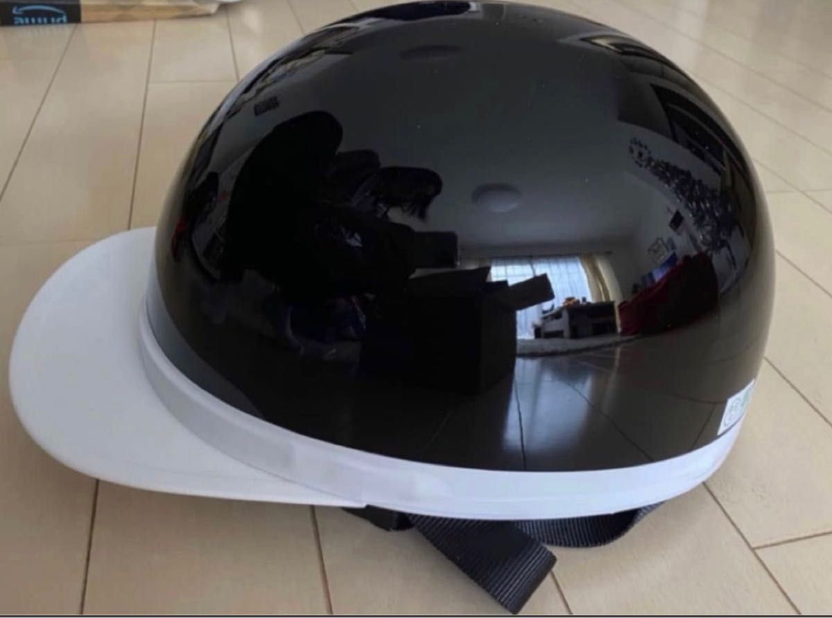 バイク用ヘルメット 白ツバ 半キャップ SGマーク適合品 ブラック フリーサイズ フリーサイズ 原付スクーター 半ヘル
