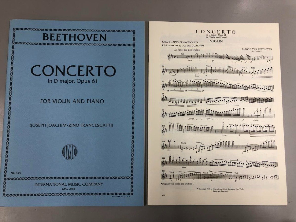 ▼　【楽譜 ベートーベン BEETHOVEN CONCERTO in D major Opus61 No.430】141-02310_画像1