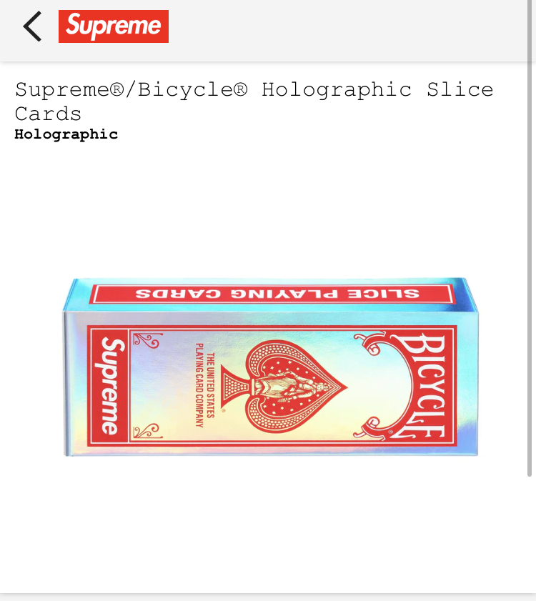 【新品正規】23fw supreme Supreme Bicycle Holographic Slice Cards / trump トランプ カード 23aw_画像2