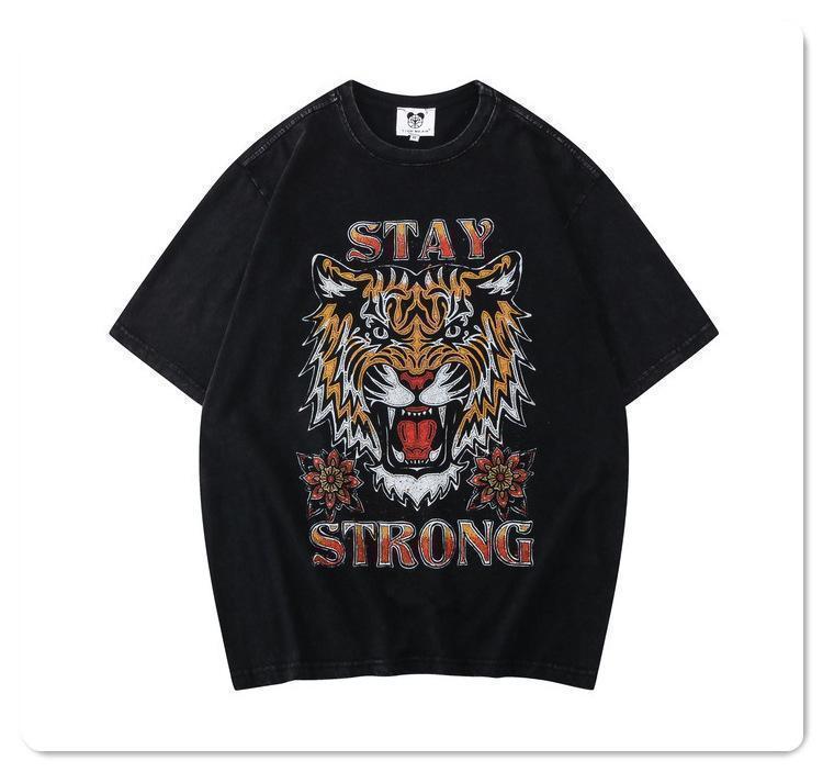 Tシャツ 大きめ XL 虎 タイガー オーバーサイズ デニム風 ビンテージ感 アメカジ スケボー ストリート 筋トレ トレーニングウェア オシャレ_画像5