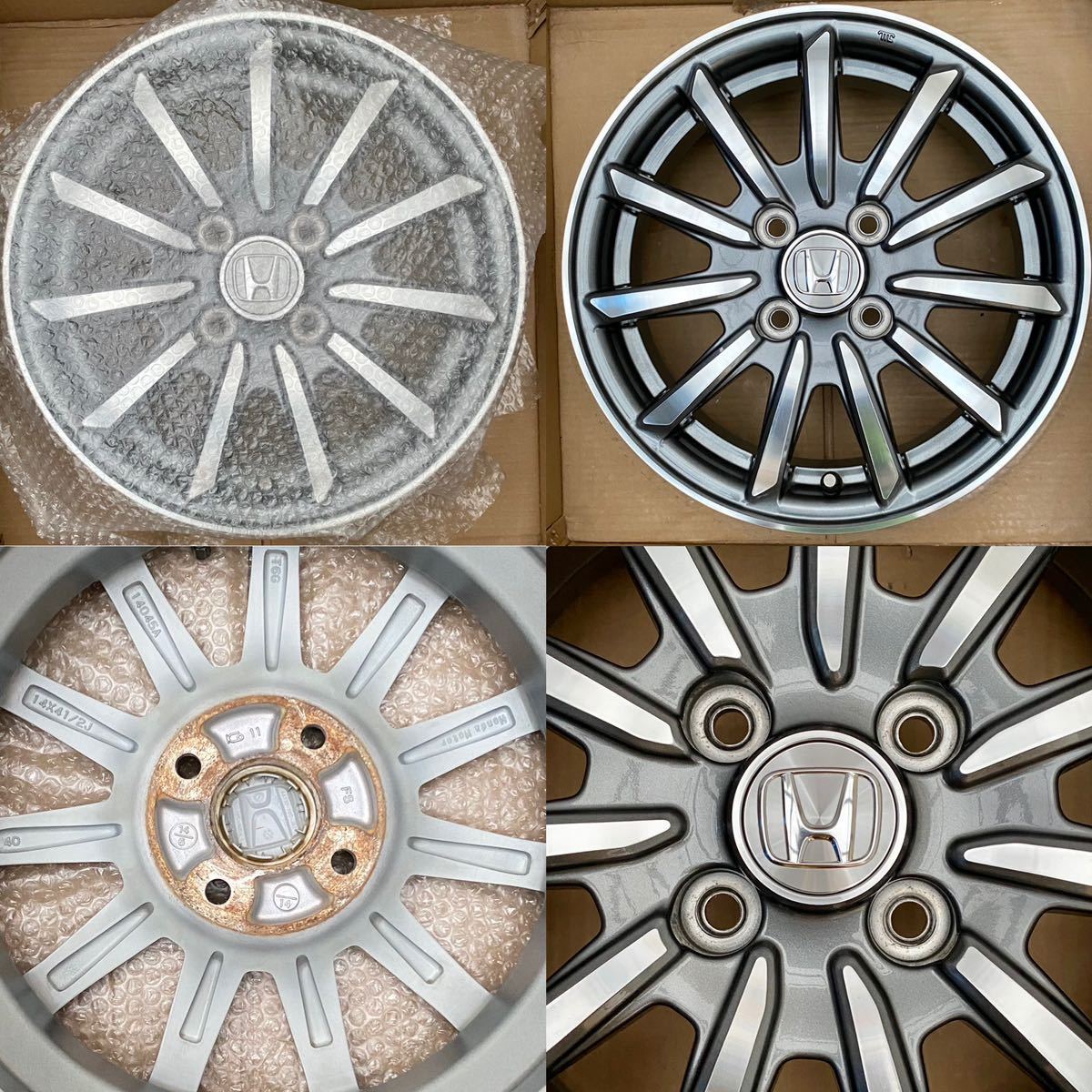 即決◆美品 ホンダ JH1 JH2 JH3 N-WGN Nワゴン　カスタム純正ホイール14インチ4本セット【14×4.5J +40 PCD100 4H】N-BOX N-ONE N-VAN流用_画像8