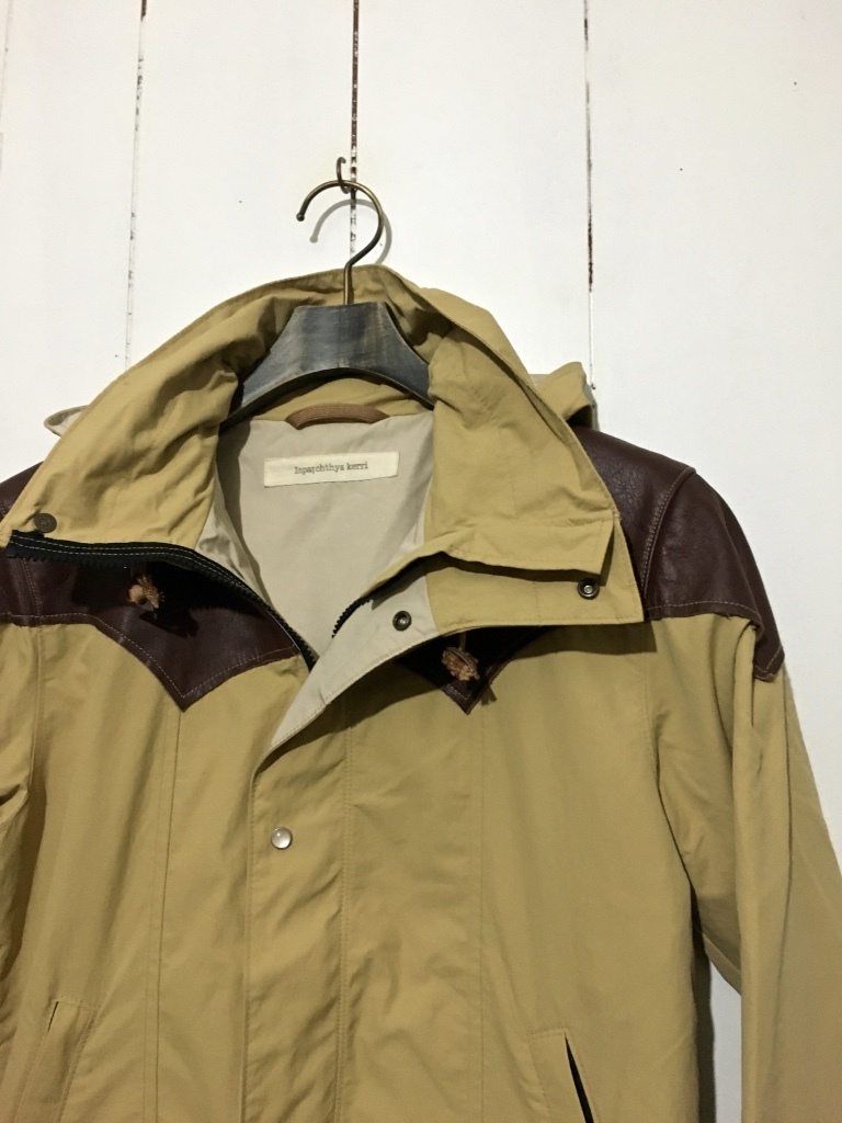  beautiful goods *inpaichthys kerri Inpaichthys Kerri leather yoke mountain parka nylon jacket S cow leather original leather tea color 