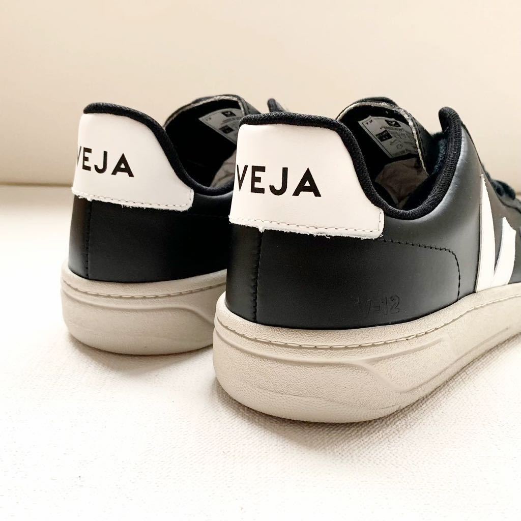 新品 VEJA ヴェジャ V-12 Leather レザー スニーカー 44 メンズ 黒 ブラック 白 ホワイト 28.5㎝ 定番 V12 送料無料_画像6