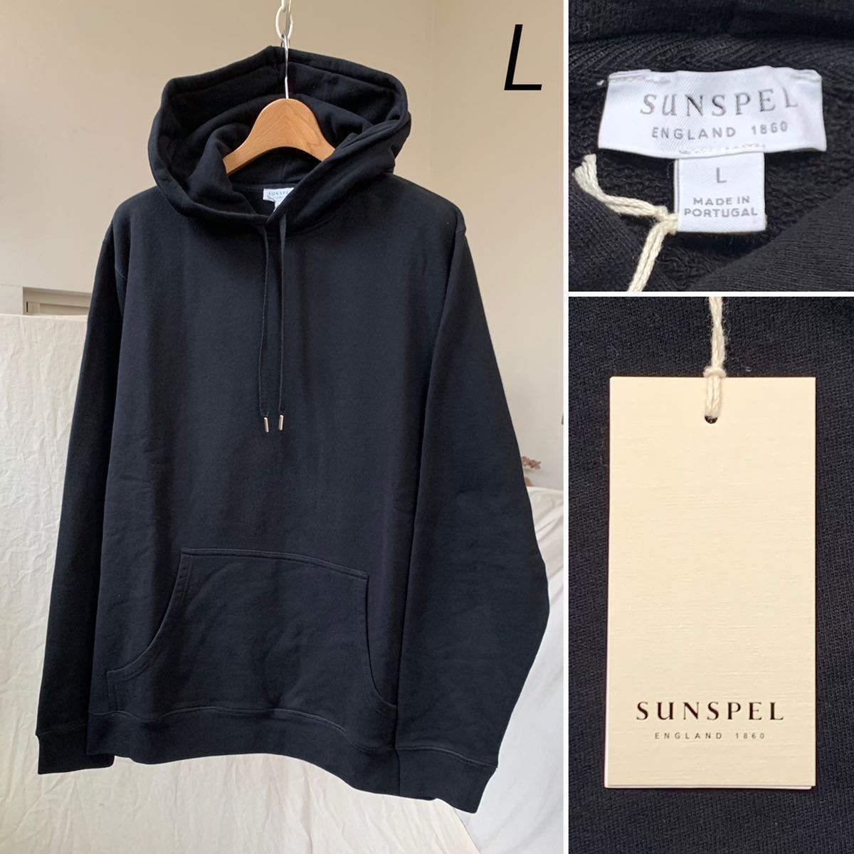 新品 サンスペル SUNSPEL ループバック スウェット プルオーバー フーディー L 黒 ブラック メンズ Loopback Cotton パーカー 送料無料_画像1