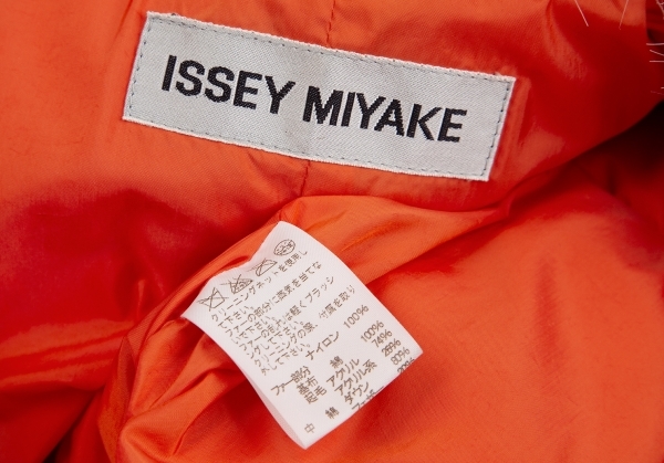 イッセイミヤケISSEY MIYAKE フェイクファー襟着脱ダウンジャケット オレンジ2 【レディース】_画像10