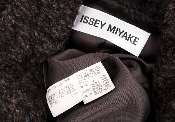 イッセイミヤケISSEY MIYAKE 異素材スリーブ切替コート 茶黒2 【レディース】_画像10