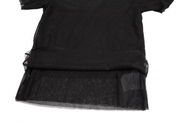 ローブドシャンブル コムデギャルソン 製品染めメッシュレイヤードTシャツ 黒M位 【レディース】_画像7