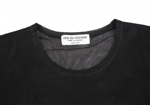 ローブドシャンブル コムデギャルソン 製品染めメッシュレイヤードTシャツ 黒M位 【レディース】_画像3