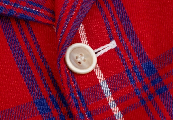 コムデギャルソン シャツ フロントタータンチェック切替ストライプシャツジャケット 赤青S 【メンズ】_画像4