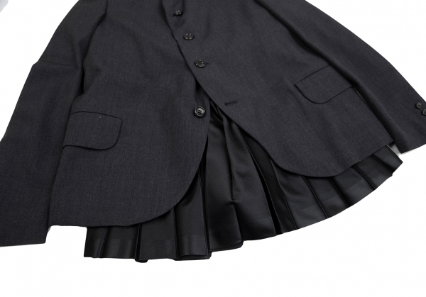  com com Comme des Garcons COMME des GARCONS wool lining pleat Layered jacket setup suit navy blue S [ lady's ]