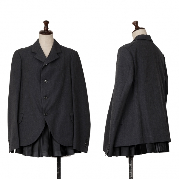  com com Comme des Garcons COMME des GARCONS wool lining pleat Layered jacket setup suit navy blue S [ lady's ]