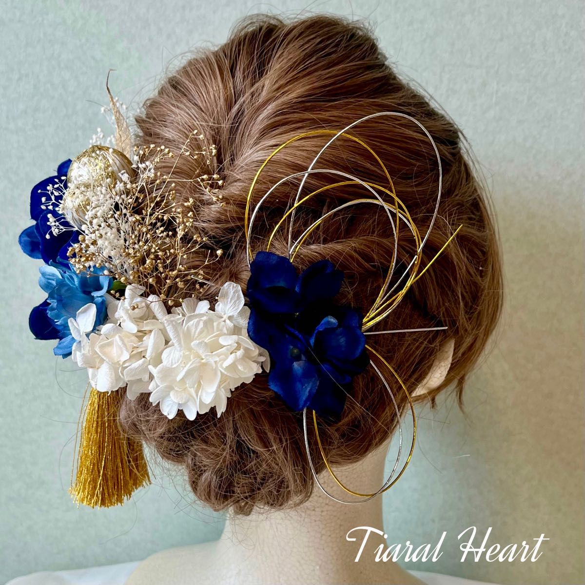 ー品販売 髪飾り 成人式 結婚式 〜青のグラデ&カラーコーデ〜 ヘアピン