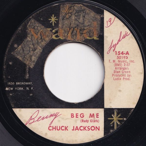 Chuck Jackson Beg Me / This Broken Heart Wand US 154 204263 R&B R&R レコード 7インチ 45_画像1