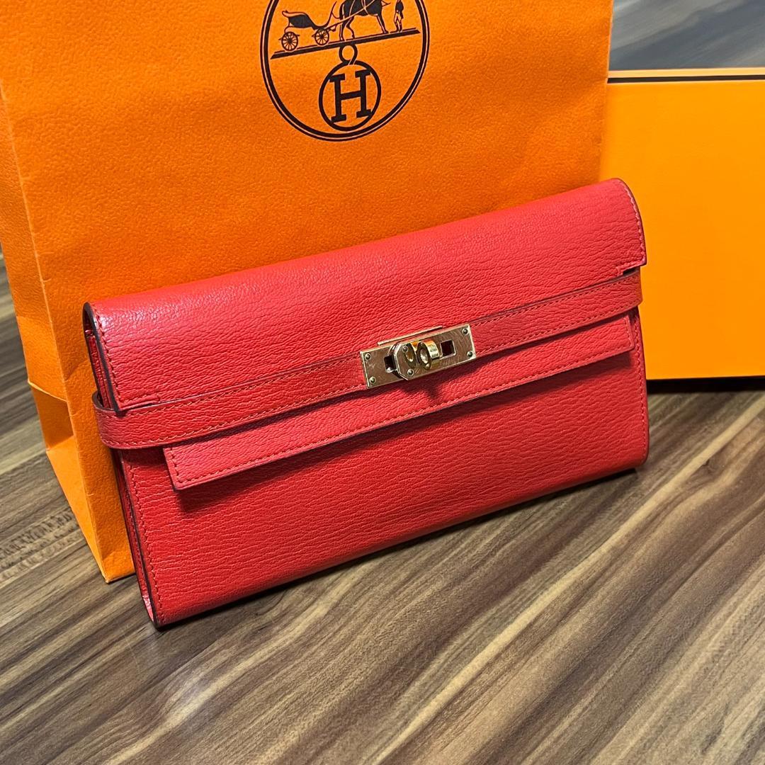極美品 X刻印 HERMES エルメス 財布 ケリーウォレット ゴールド 極美品 X刻印 HERMES エルメス 財布 ケリーウォレット ゴールド