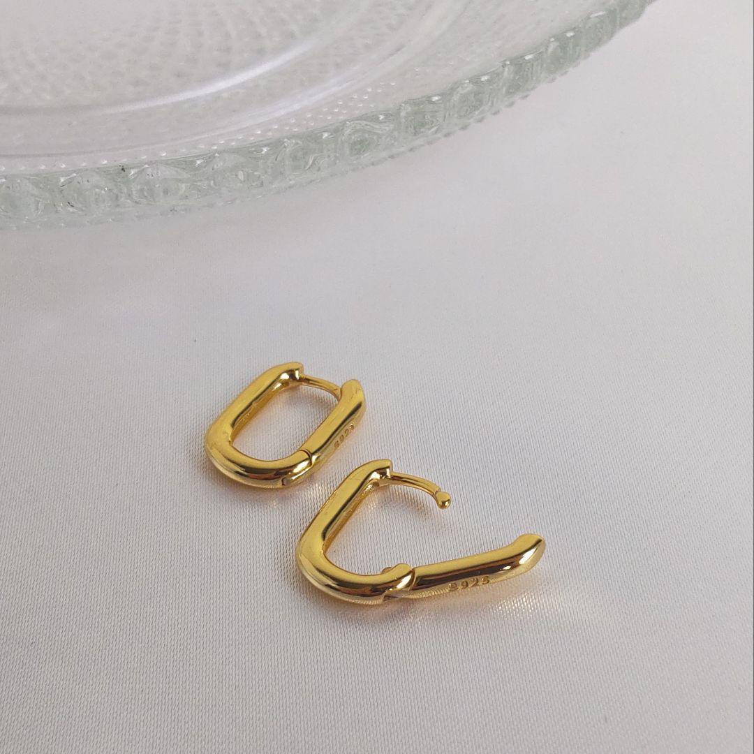 #14 квадратных серьги обруча золото S925 Корея Маленькая мини -анонимная доставка маленькие мужские серьги кольца