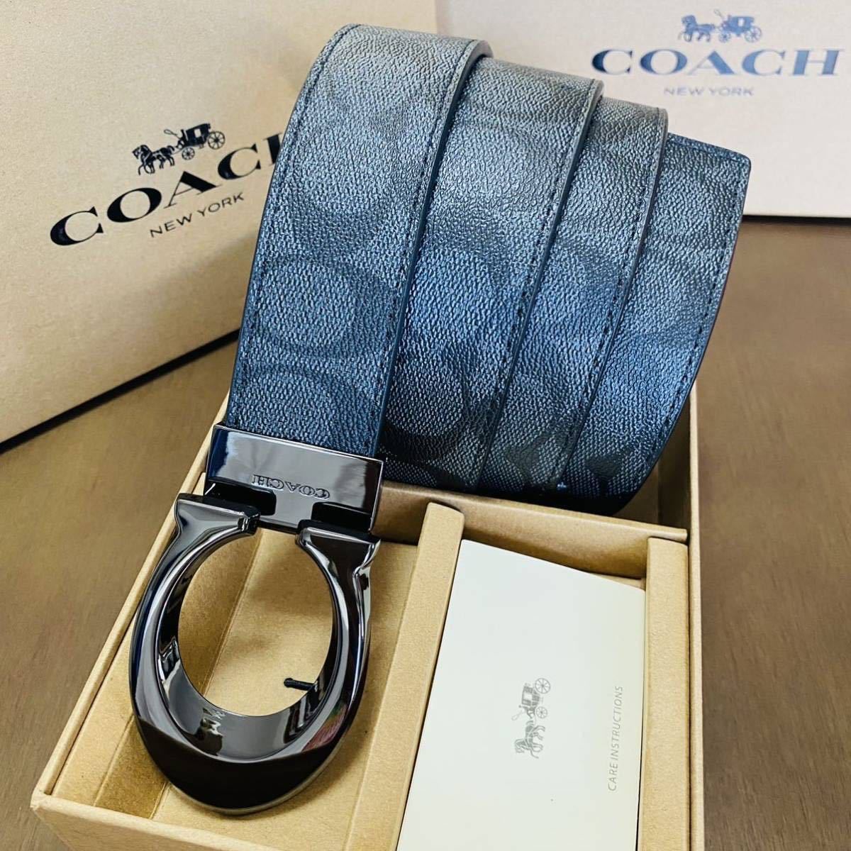 COACHコーチ新品正規品リバーシブルレザーベルト バックル1個付き_画像1