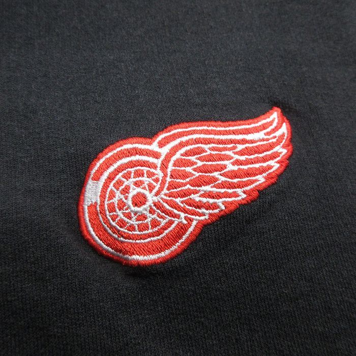 L/古着 長袖 ハーフジップ スウェット メンズ 90s NHL デトロイトレッドウィングス 刺繍 黒 ブラック アイスホッケー 23feb28 中古 ス_画像2